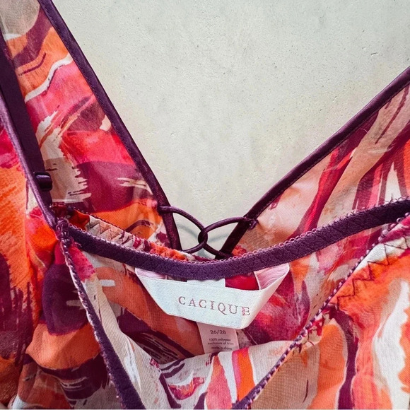 Cacique || Sheer Night Top & Thong in Vivid Multi Color Dreams 26/28 (3x) - Picture 5 of 10